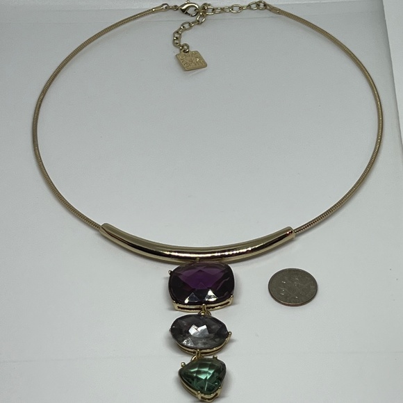 Vintage Anne Klein Gold tonę Choker  Necklace Graduated Pendant Lion Tag - Picture 2 of 14